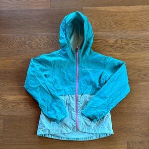 Columbia Kids Aqua and Light Gray Hooded Jacket sz 10/12